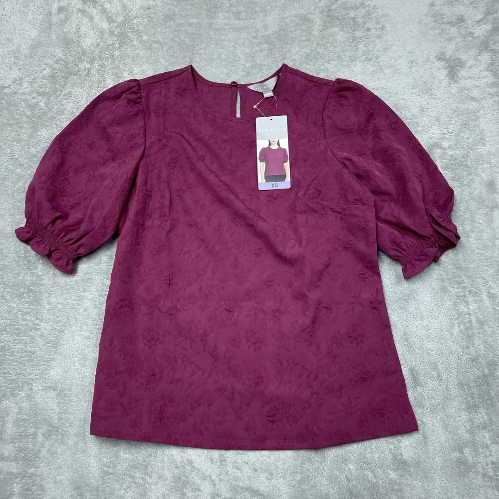 Ted Baker Women's XS Blouse Purple d1049 - Picture 3 of 8